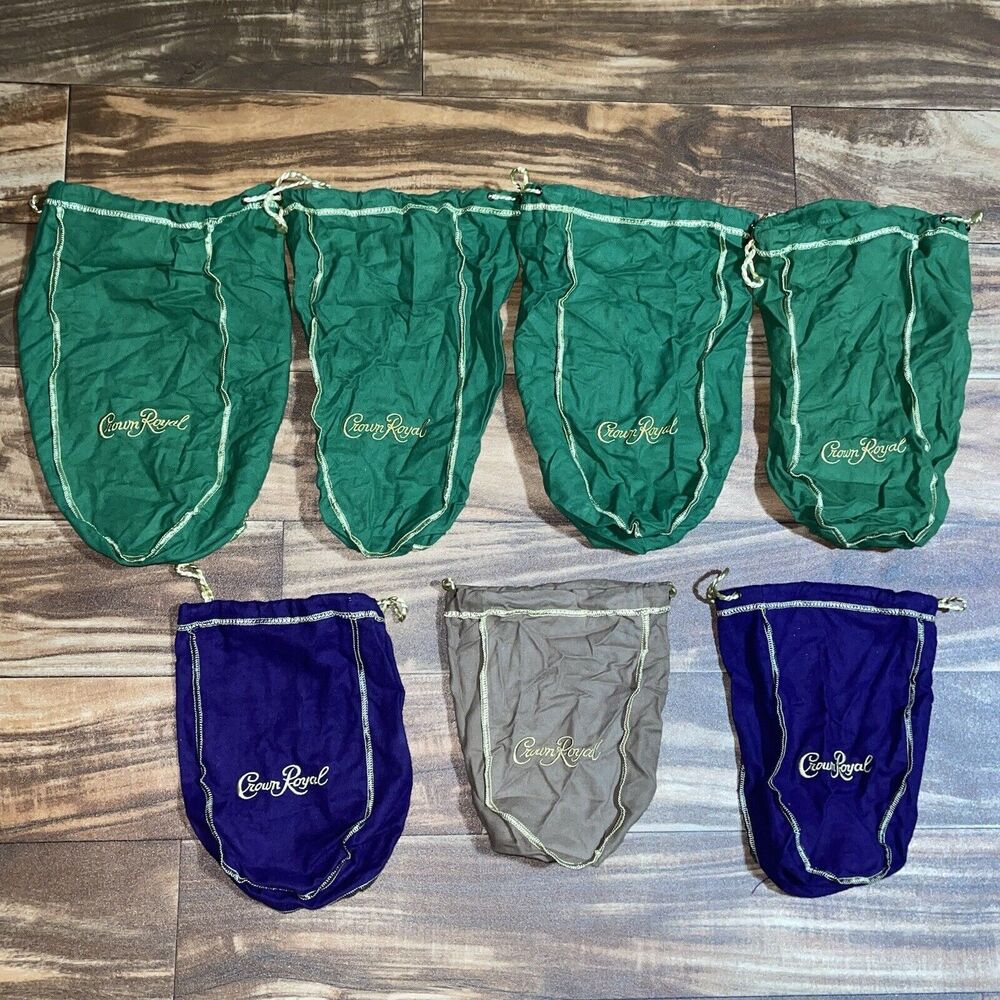 Lot of 50 Crown Royal Purple / Green / Brown Drawstring Bags - Most Large - Picture 2 of 10